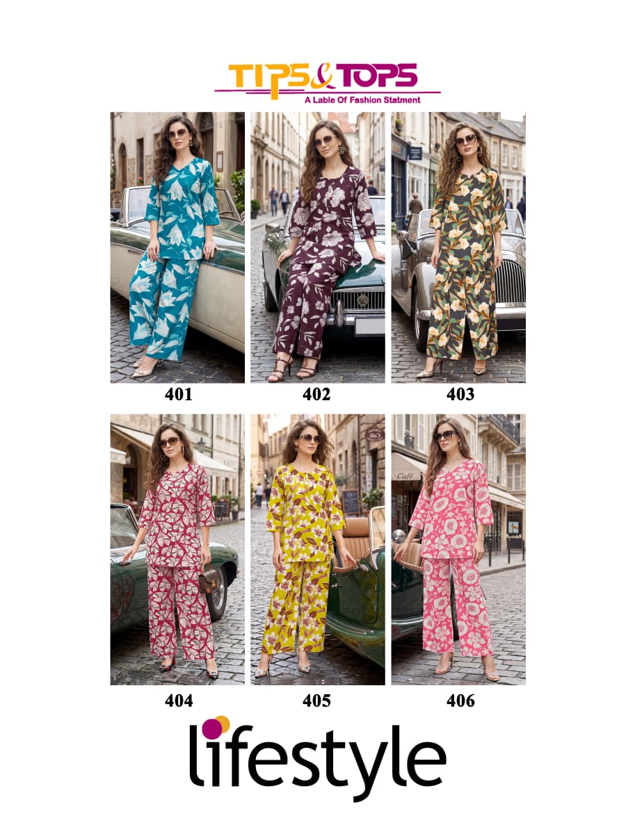 Lifestyle Vol 4 Tips Tops Reyon Co Ord Set Wholesaler India