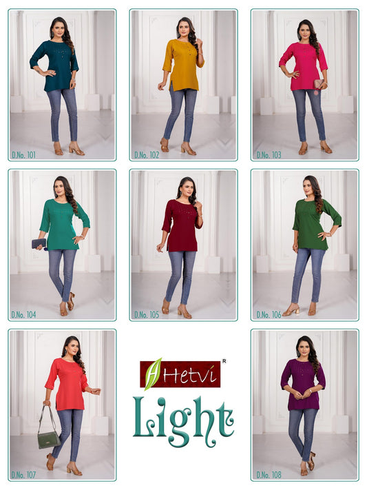 Light Hetvi Reyon Short Kurtis Wholesale Price