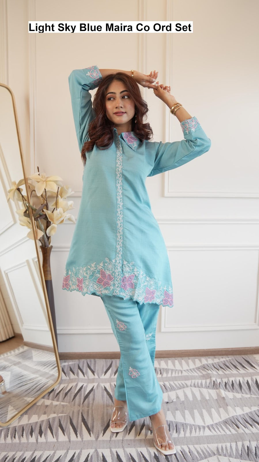 Light Sky Blue Maira Vatican Co Ord Set Supplier India