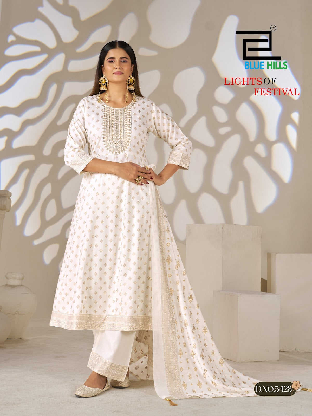 Lights Of Festival Blue Hills Rayon 14Kg Readymade Anarkali Suits Manufacturer India
