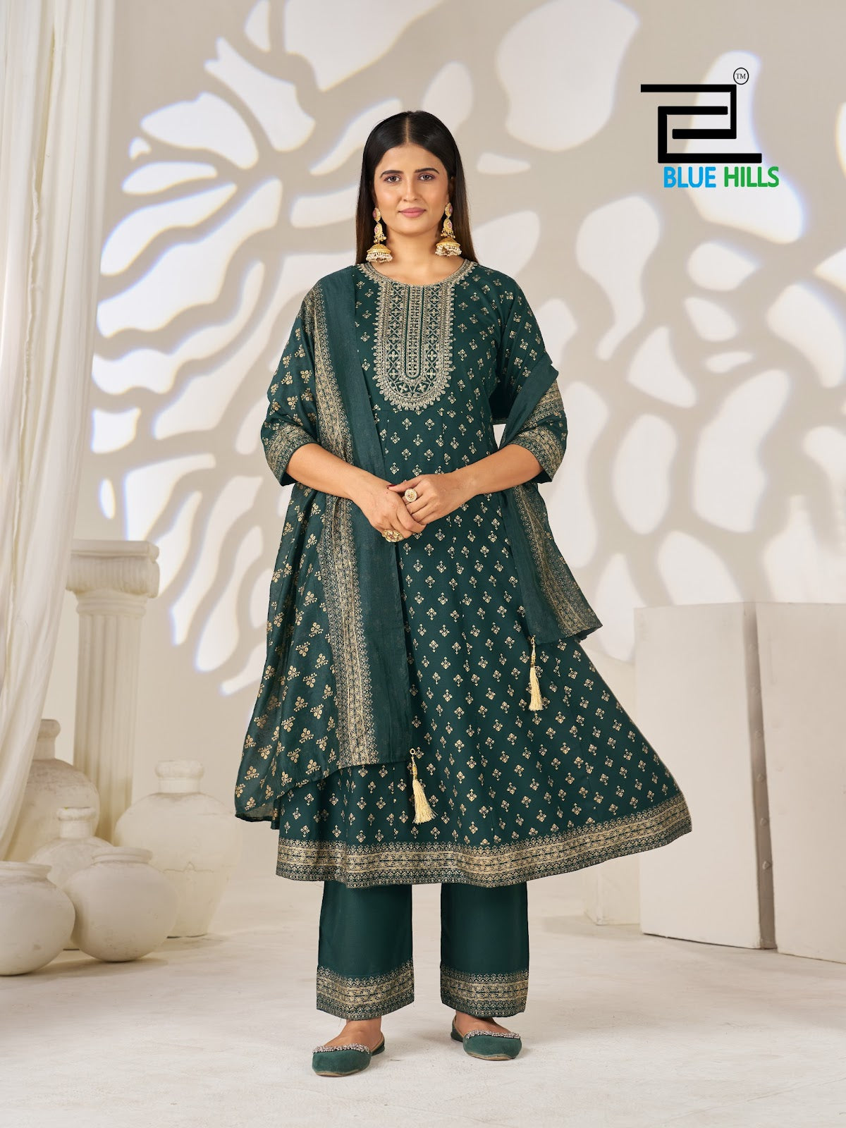 Lights Of Festival Blue Hills Rayon 14Kg Readymade Anarkali Suits Manufacturer India
