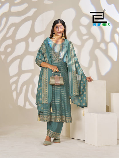 Lights Of Festival Blue Hills Rayon 14Kg Readymade Anarkali Suits Manufacturer India