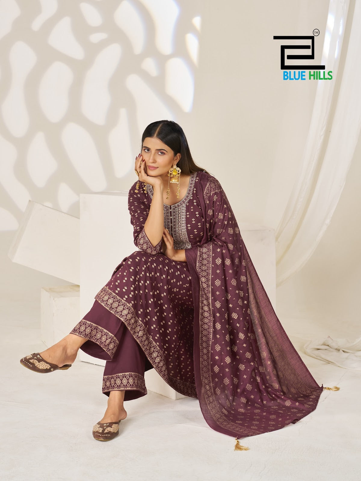 Lights Of Festival Blue Hills Rayon 14Kg Readymade Anarkali Suits Manufacturer India