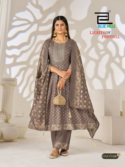 Lights Of Festival Blue Hills Rayon 14Kg Readymade Anarkali Suits Manufacturer India