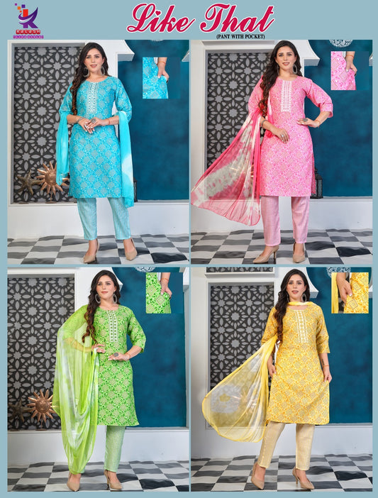 Like That Mlm Kalash Lifestyle Two Tone Readymade Pant Style Suits Exporter Ahmedabad