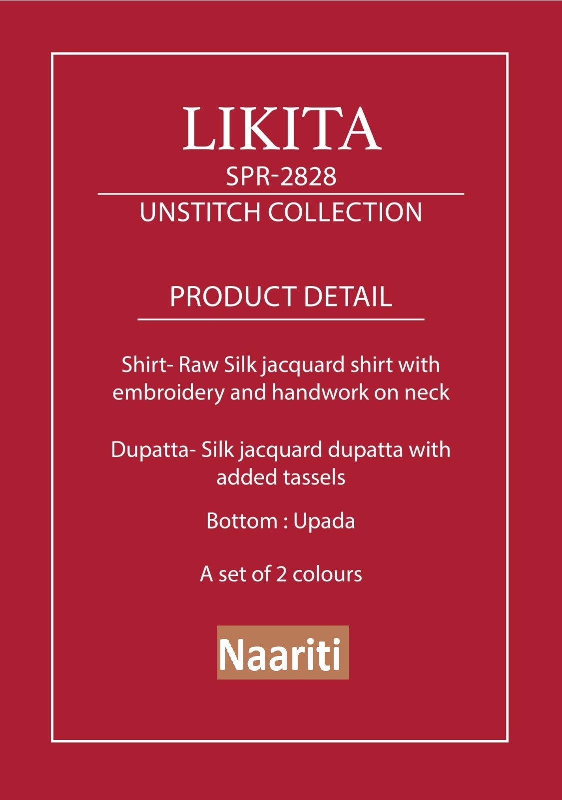 Likita 2828 Naariti Raw Silk Pant Style Suits Manufacturer