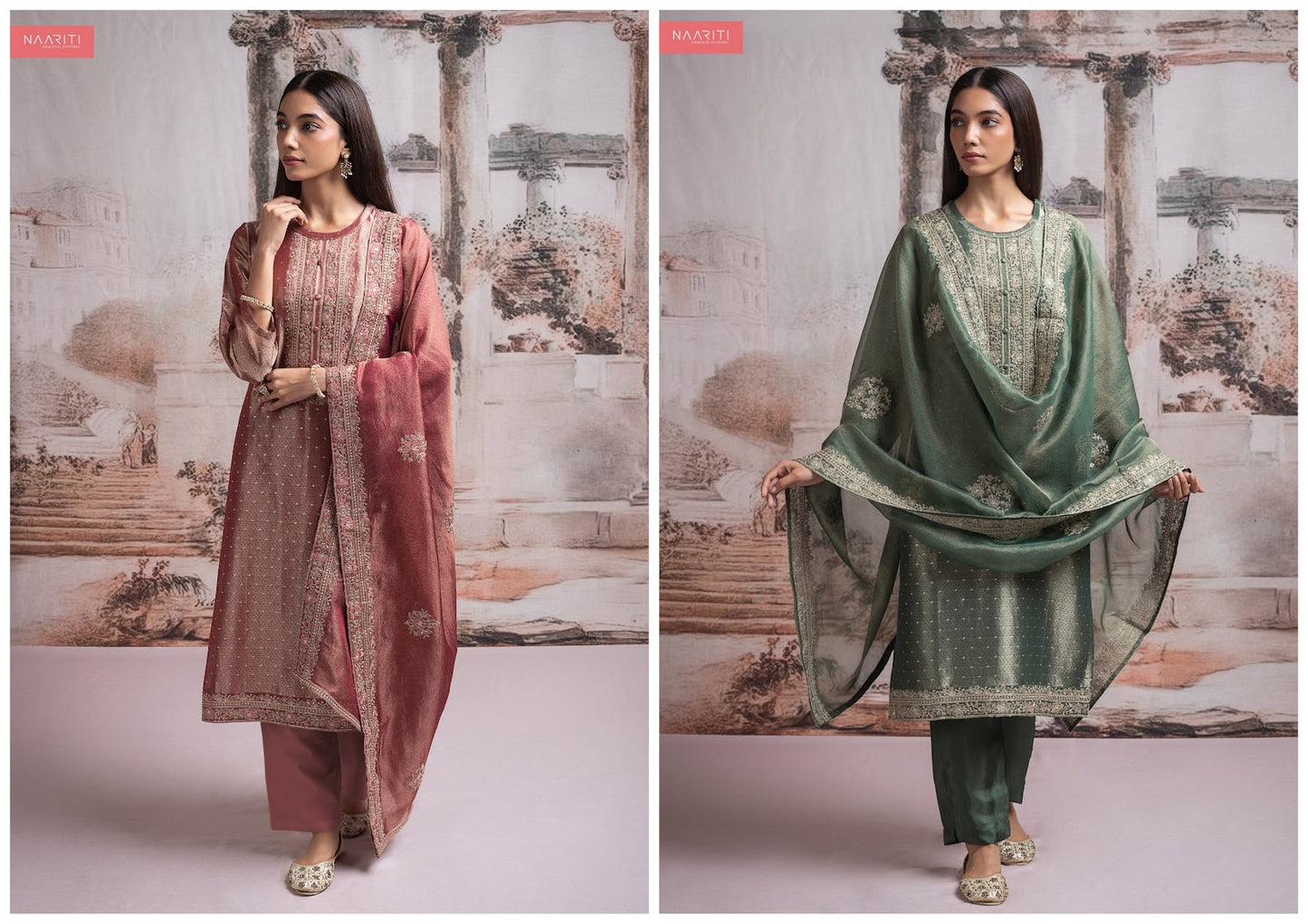 Lila Naariti Organza Tissue Pant Style Suits Wholesaler India