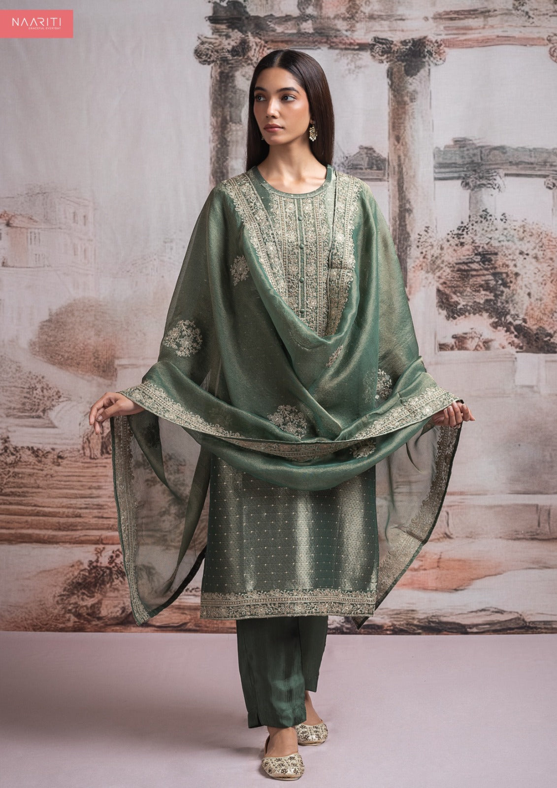 Lila Naariti Organza Tissue Pant Style Suits Wholesaler India