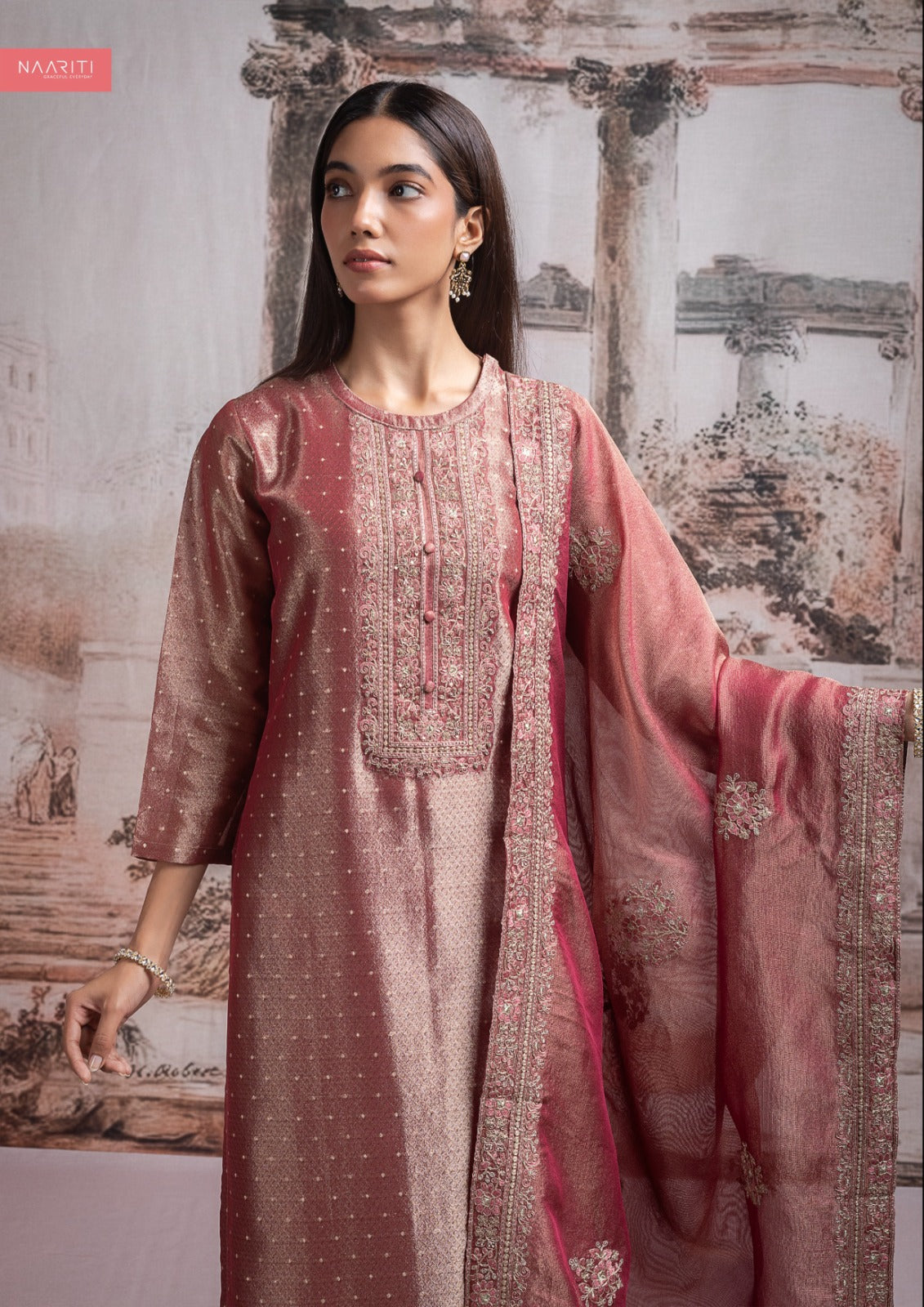 Lila Naariti Organza Tissue Pant Style Suits Wholesaler India