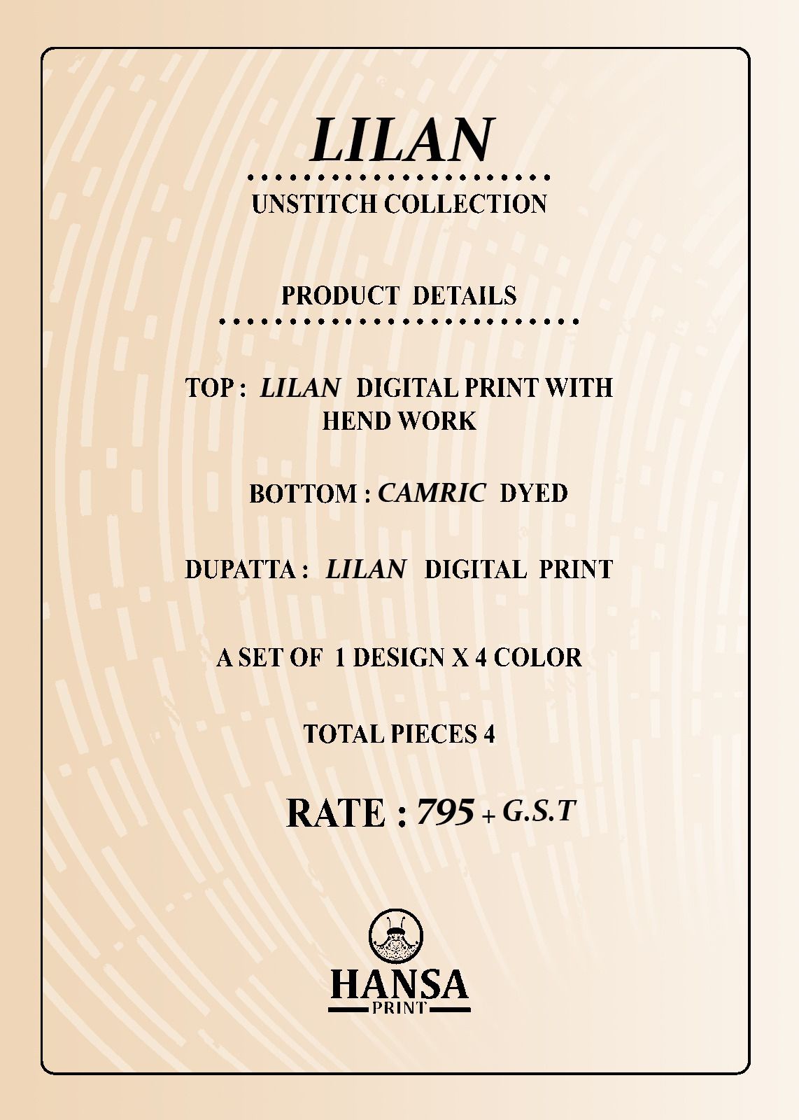 Lilan 17055 Hansa Prints Salwar Suits Wholesale Price