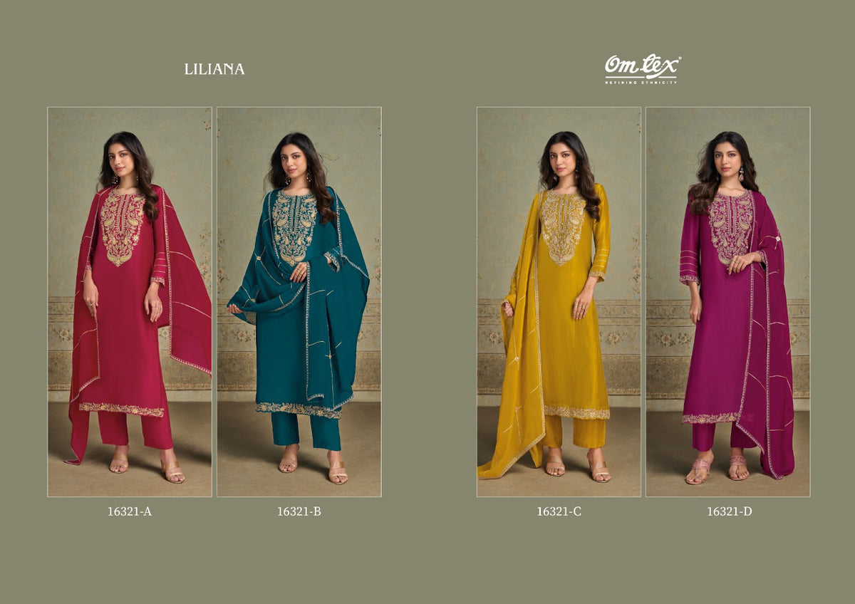Liliana Omtex Silk Pant Style Suits Supplier Gujarat