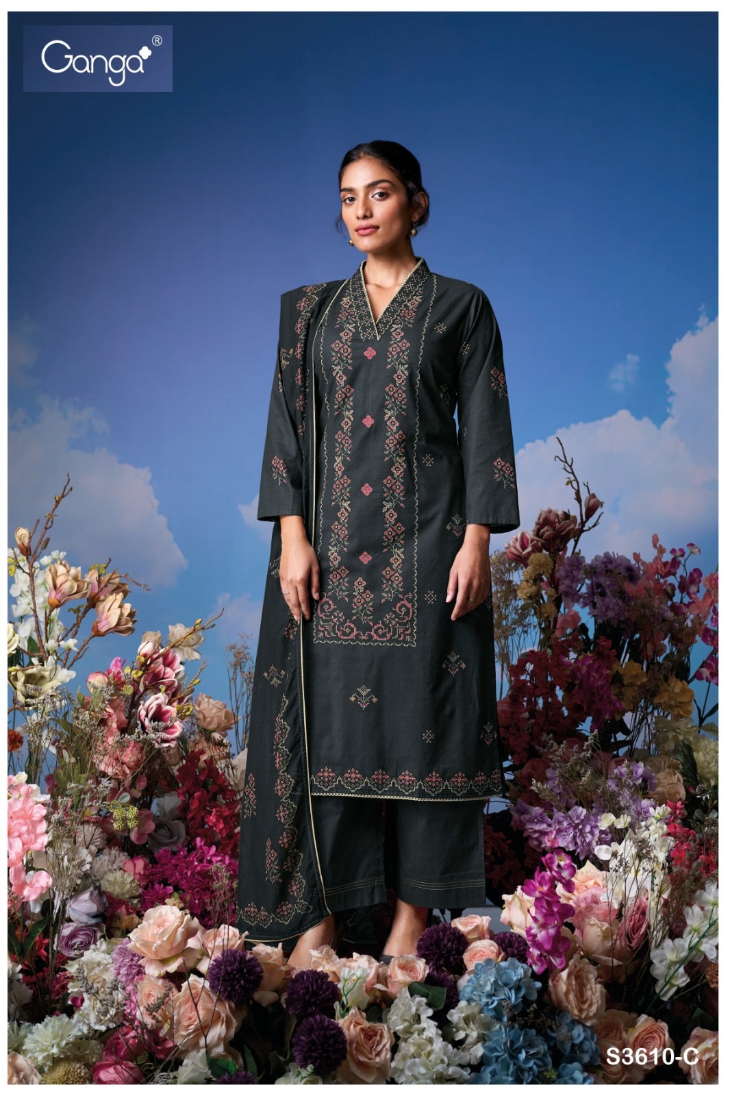 Lily 3610 Ganga Cotton Plazzo Style Suits Manufacturer Gujarat