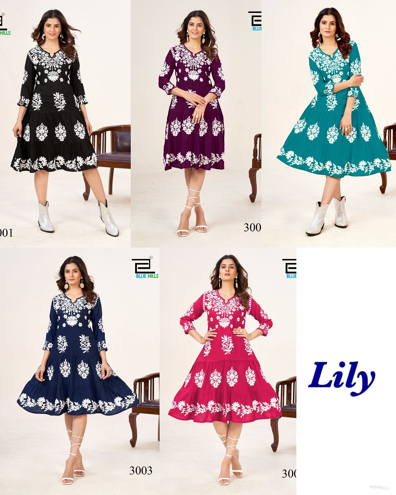 Lily Bluehills Rayon Midi Dress Manufacturer