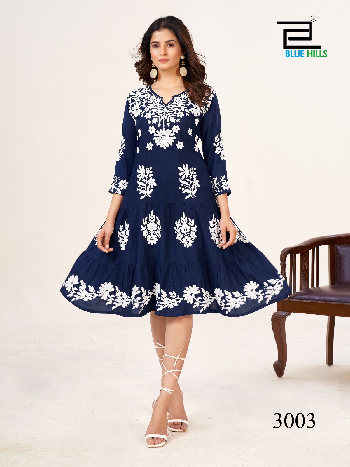 Lily Bluehills Rayon Midi Dress Manufacturer