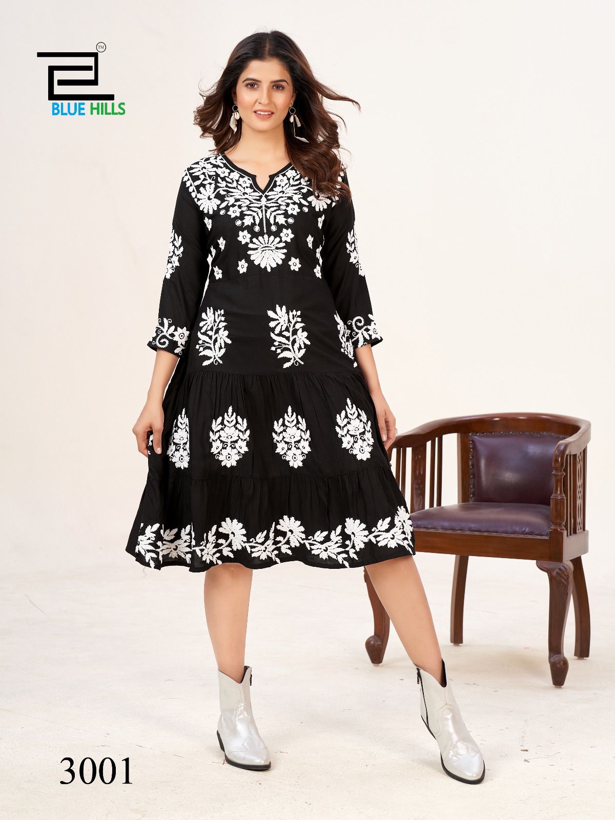 Lily Bluehills Rayon Midi Dress Manufacturer