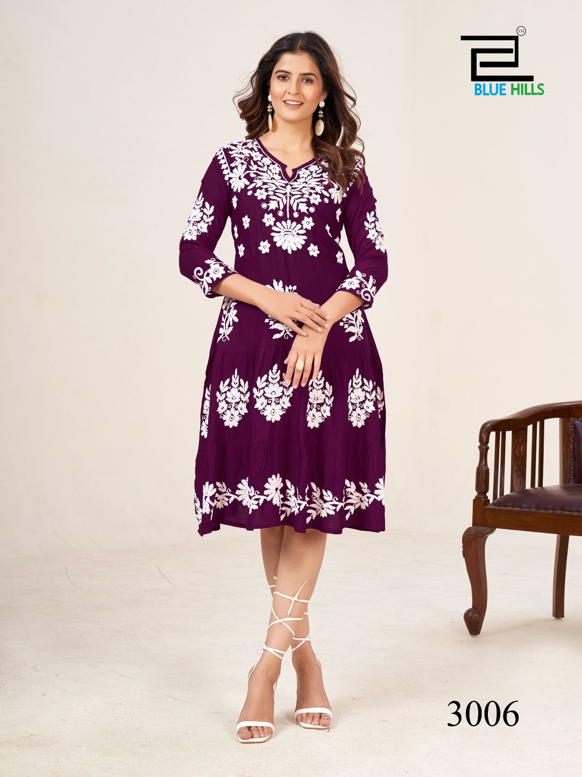 Lily Bluehills Rayon Midi Dress Manufacturer