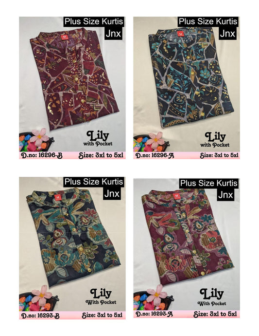 Lily Jnx Chanderi Plus Size Kurtis Manufacturer India