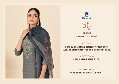 Lily Sargam Prints Pure Lawn Pant Style Suits Manufacturer Gujarat