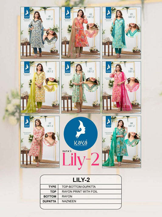 Lily Vol 2 Kaya Reyon Readymade Pant Style Suits Exporter India