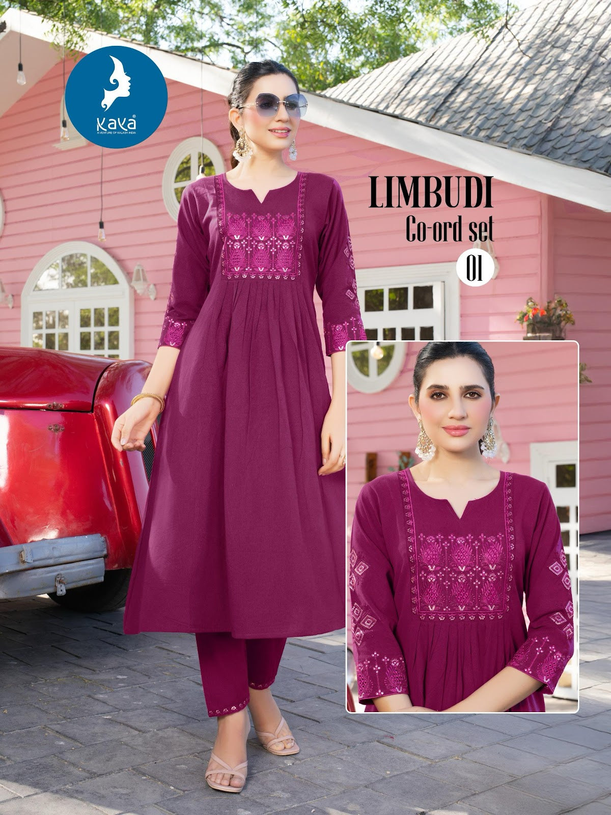 Limbudi Kaya Cotton Kurti Pant Set Wholesaler India