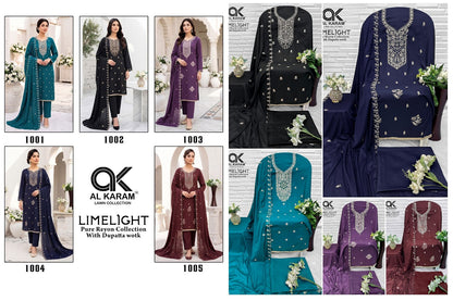 Limelight Al Karam Rayon Karachi Salwar Suits Wholesaler Ahmedabad