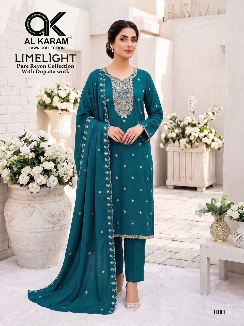 Limelight Al Karam Rayon Karachi Salwar Suits Wholesaler Ahmedabad