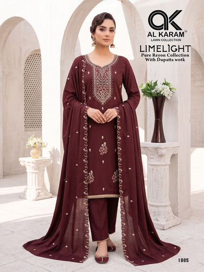 Limelight Al Karam Rayon Karachi Salwar Suits Wholesaler Ahmedabad