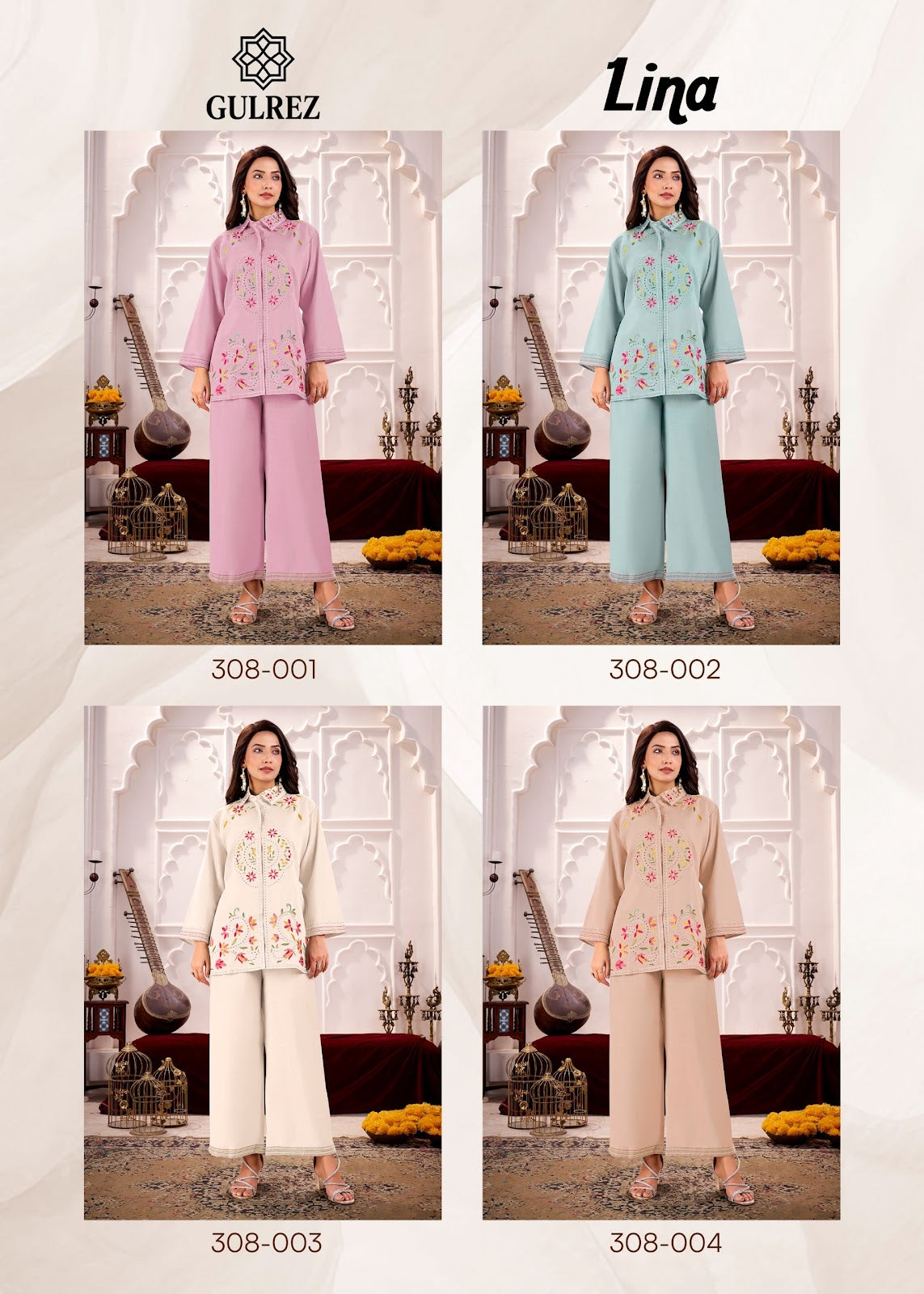 Lina Karachi Gulrez Roman Silk Co Ord Set Supplier Gujarat