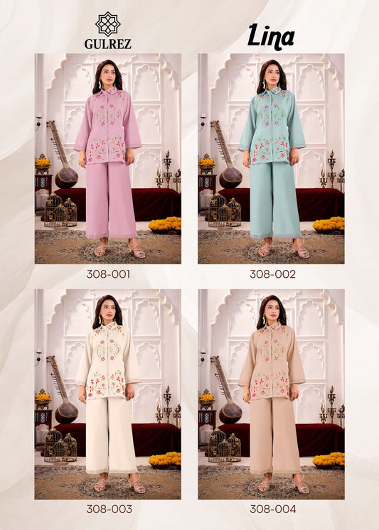 Lina Karachi Gulrez Roman Silk Co Ord Set Supplier Gujarat