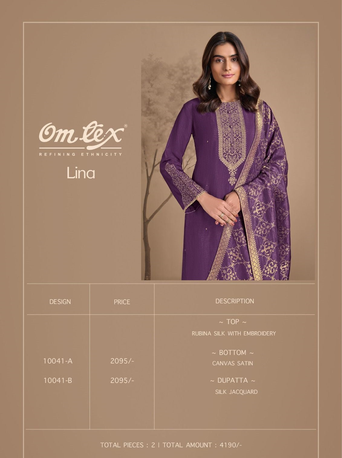 Lina Omtex Silk Pant Style Suits Wholesale Price