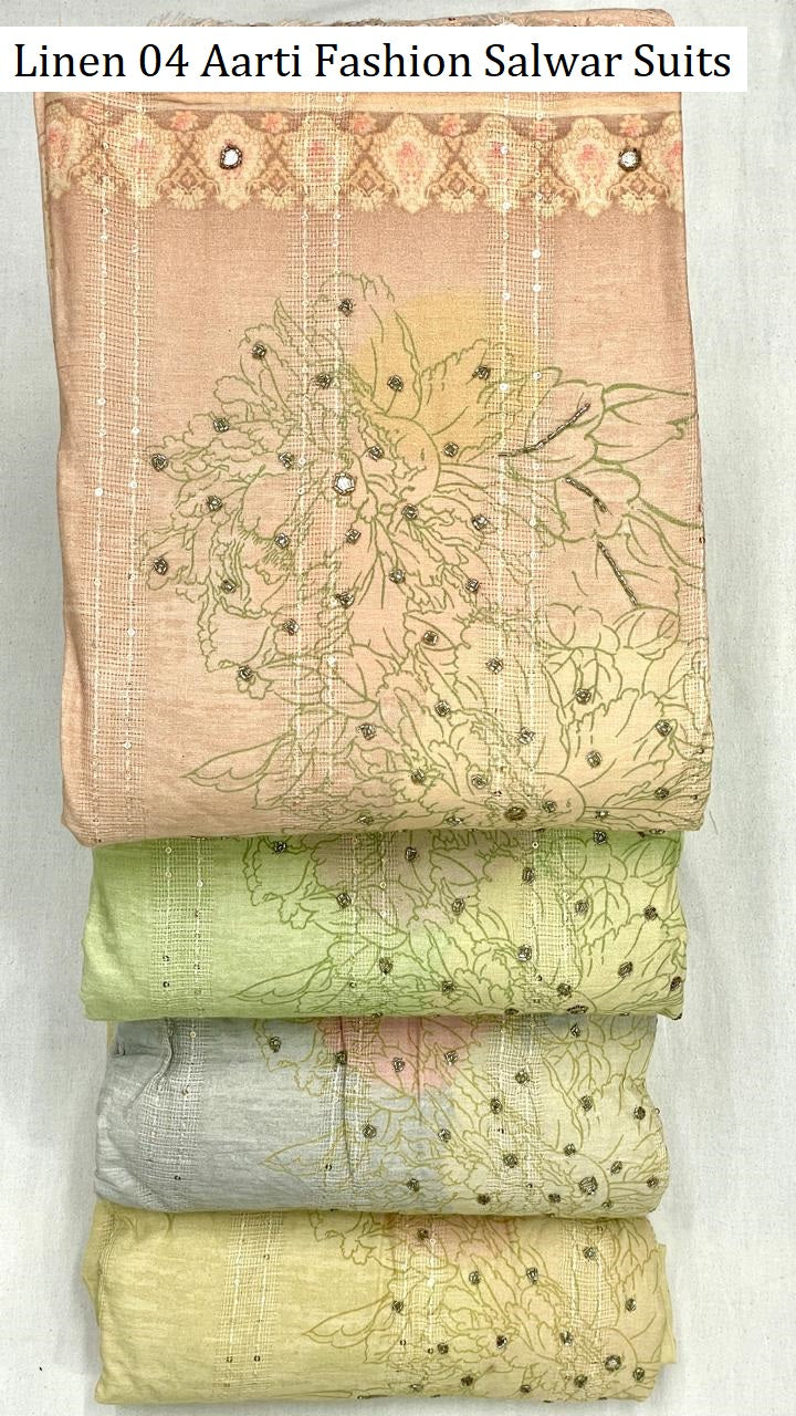 Linen 04 Aarti Fashion Pure Cotton Salwar Suits Manufacturer India