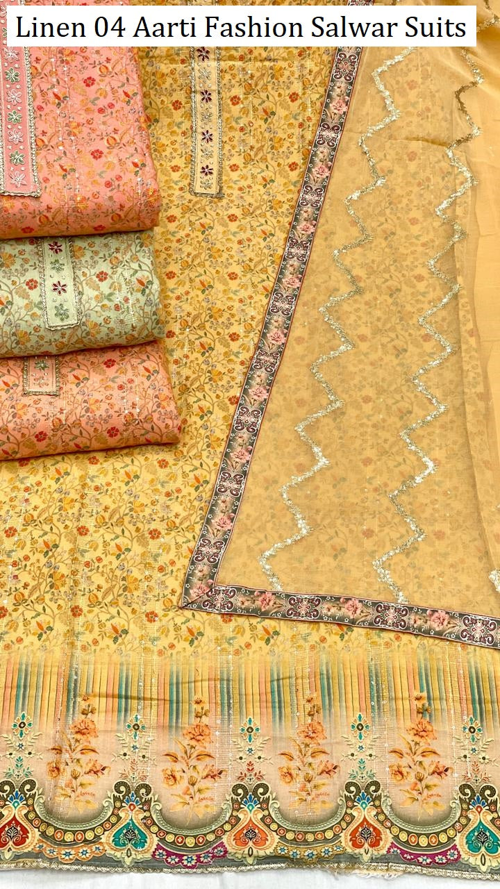 Linen 04 Aarti Fashion Pure Cotton Salwar Suits Manufacturer India