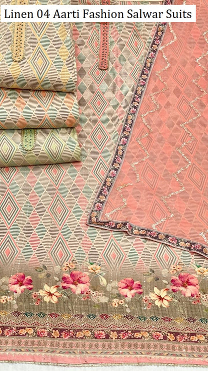 Linen 04 Aarti Fashion Pure Cotton Salwar Suits Manufacturer India