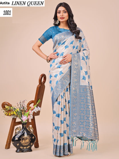 Linen Queen 1001-1006 Astita Linen Cotton Sarees Wholesaler Ahmedabad