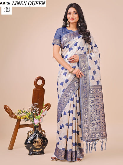 Linen Queen 1001-1006 Astita Linen Cotton Sarees Wholesaler Ahmedabad
