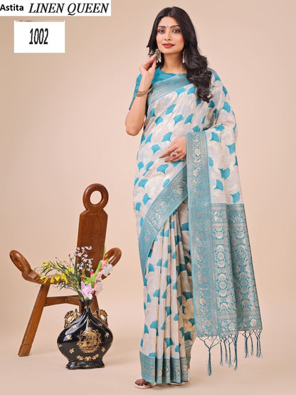 Linen Queen 1001-1006 Astita Linen Cotton Sarees Wholesaler Ahmedabad