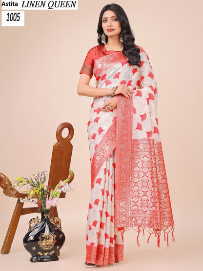 Linen Queen 1001-1006 Astita Linen Cotton Sarees Wholesaler Ahmedabad