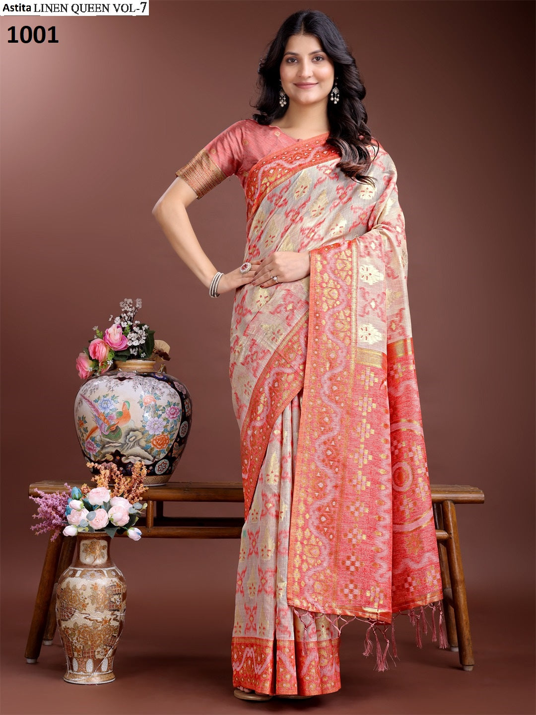 Linen Queen Vol 7 1001-1006 Astita Cotton Sarees Manufacturer Ahmedabad