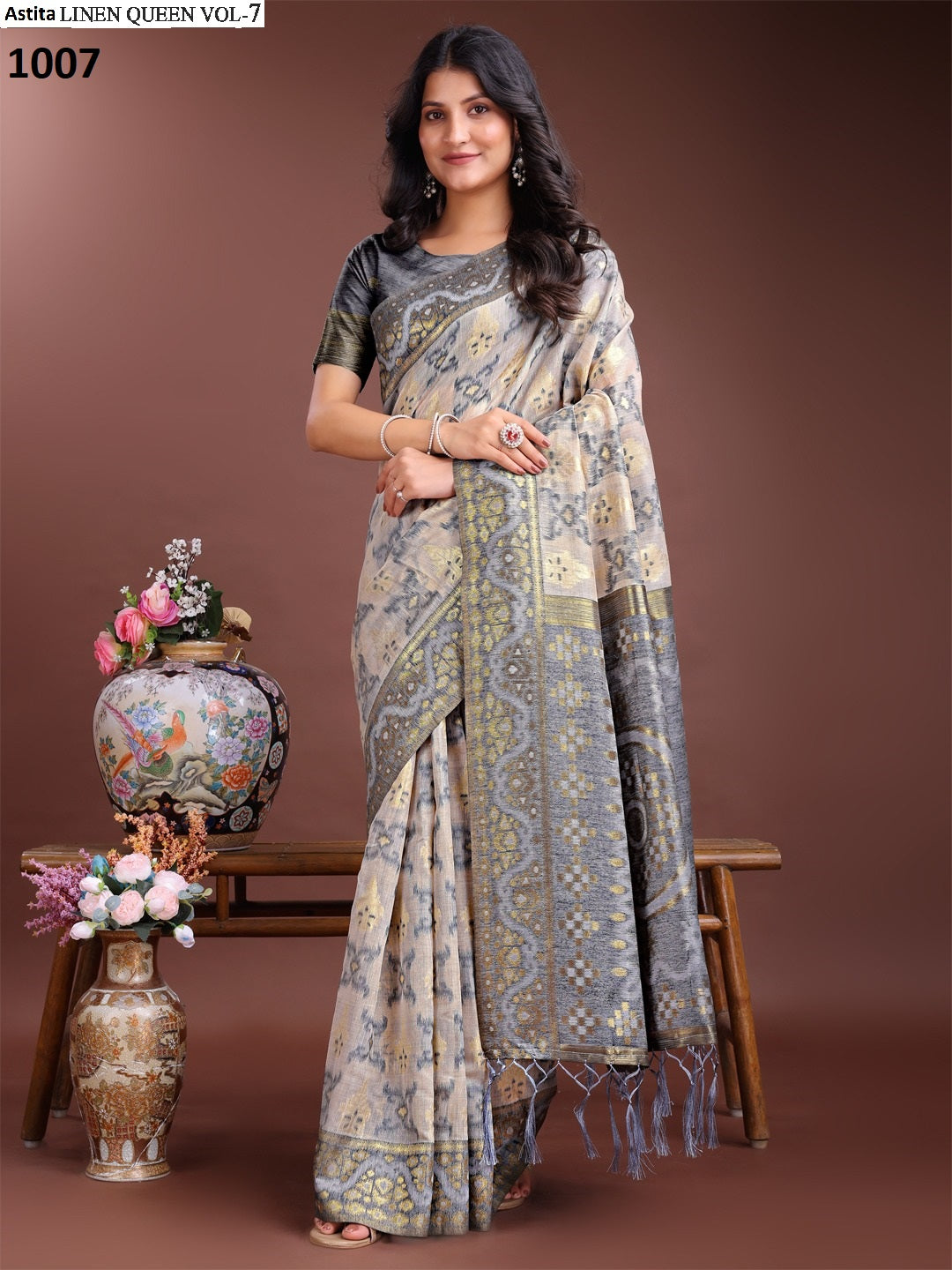 Linen Queen Vol 7 1001-1006 Astita Cotton Sarees Manufacturer Ahmedabad