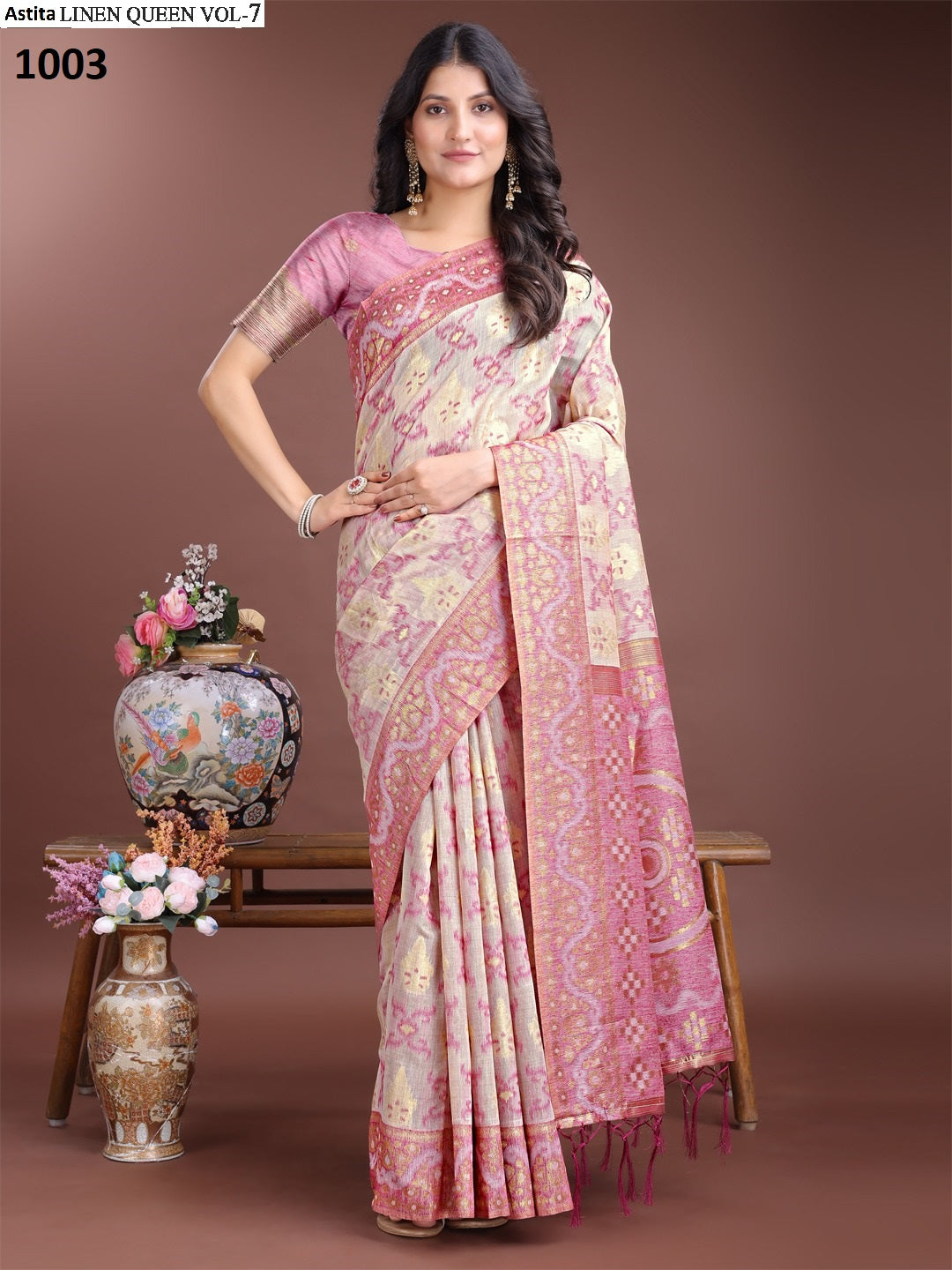 Linen Queen Vol 7 1001-1006 Astita Cotton Sarees Manufacturer Ahmedabad
