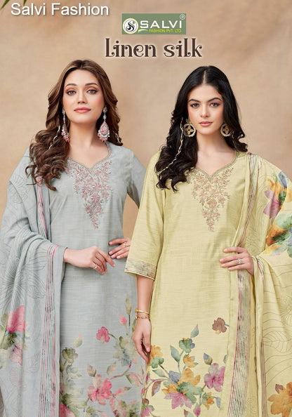 Linen Silk Salvi Fashion Muslin Pant Style Suits Wholesaler Ahmedabad