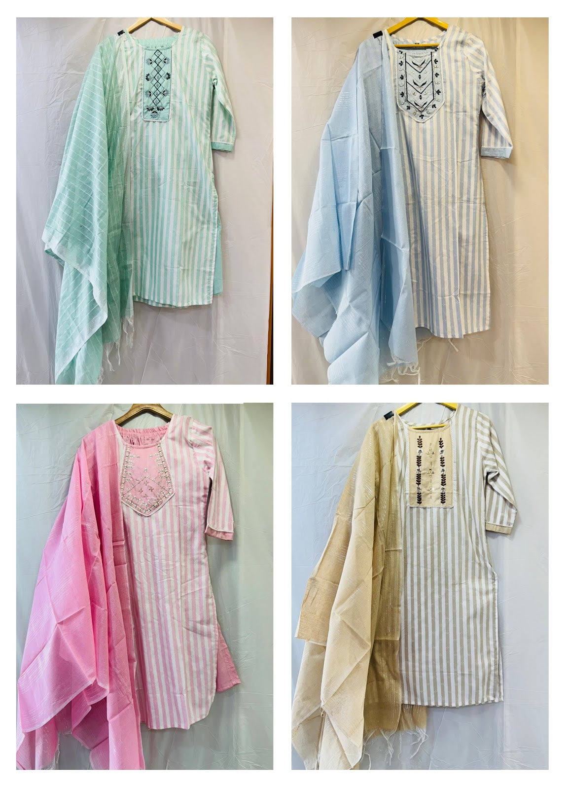 Lining Pattern Riya Designer Cotton Readymade Pant Style Suits Exporter Gujarat