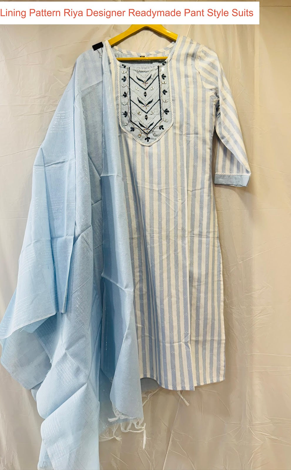 Lining Pattern Riya Designer Cotton Readymade Pant Style Suits Exporter Gujarat