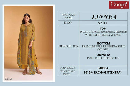 Linnea S2011 Ganga Pashmina Suits Wholesale