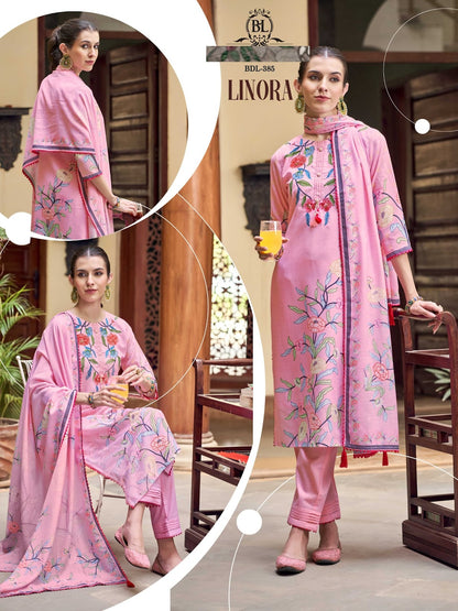 Linora Bl Linen Readymade Pant Style Suits Wholesale
