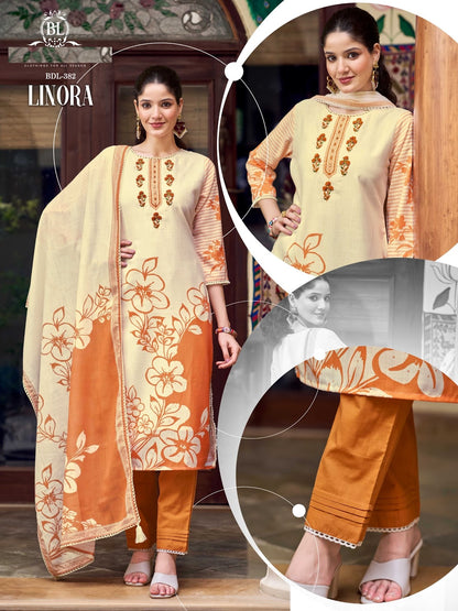 Linora Bl Linen Readymade Pant Style Suits Wholesale