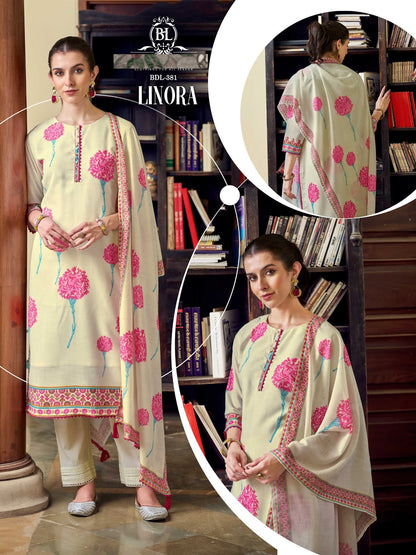 Linora Bl Linen Readymade Pant Style Suits Wholesale