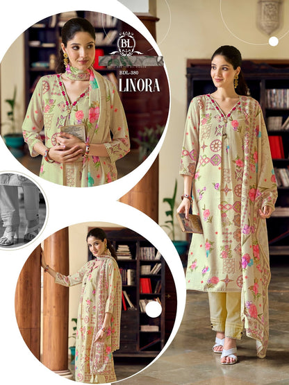 Linora Bl Linen Readymade Pant Style Suits Wholesale