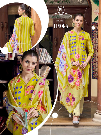 Linora Bl Linen Readymade Pant Style Suits Wholesale