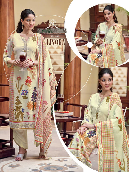 Linora Bl Linen Readymade Pant Style Suits Wholesale